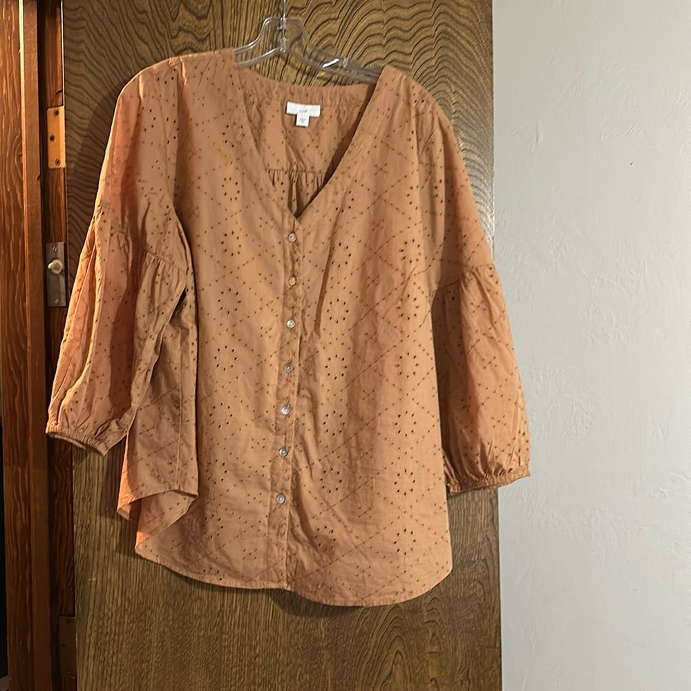 Rust button up smock blouse
